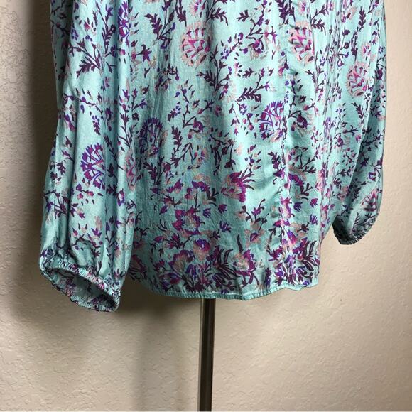 Sundance blue purple floral tassel tie silk blend top size Small - Picture 9 of 15